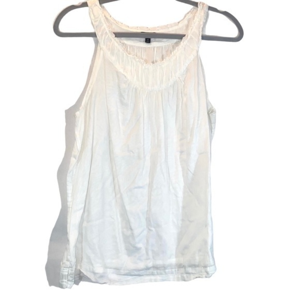 Talbots size 10 white Cotton sleeveless ruffle top